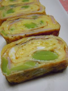 そら豆とハムの卵焼き✿-レシピのメイン写真