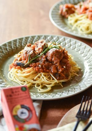秋ナスとミートボールパスタ-レシピのメイン写真