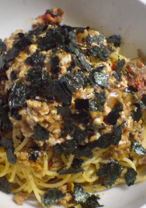 ひき肉とキムチと納豆のスパゲッティ！-レシピのメイン写真