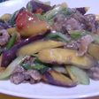 おさつと牛肉炒め