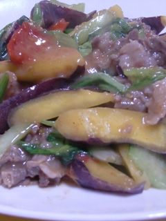 おさつと牛肉炒め-レシピのメイン写真