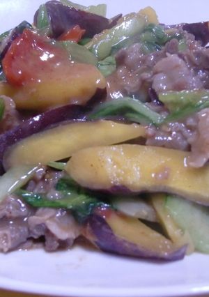 おさつと牛肉炒め-レシピのメイン写真