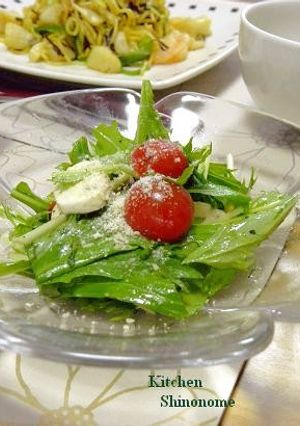水菜とプチトマト、ミントのサラダ-レシピのメイン写真