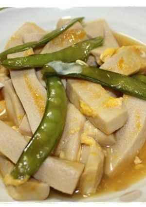 こどもが喜ぶ❤絹サヤと高野豆腐の卵とじ-レシピのメイン写真