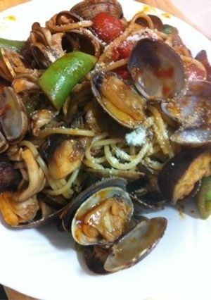 豪快！ 浅利と茄子のトマトスパ-レシピのメイン写真