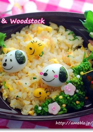 うずらスヌーピーのお弁当　キャラ弁-レシピのメイン写真