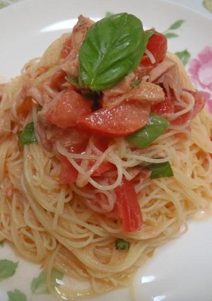 バジル香る♬トマトたっぷり冷製パスタ-レシピのメイン写真