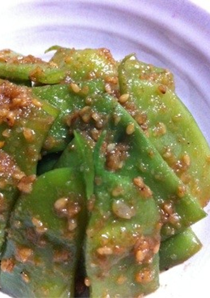 超簡単..7分.丼で.ごま和えモロインゲ-レシピのメイン写真