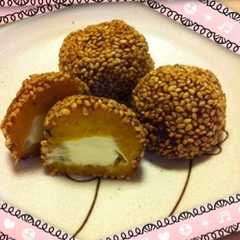 รูปของ 砂糖不使用♪かぼちゃのごま団子☆お弁当に
