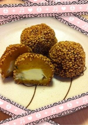 砂糖不使用♪かぼちゃのごま団子☆お弁当に-レシピのメイン写真