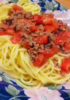 素敵(´∀`)トマトとひき肉のパスタ!-レシピのメイン写真