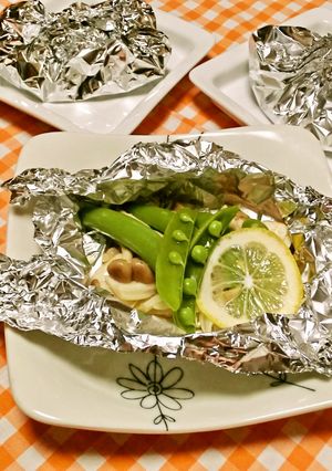 スナップえんどう&きのこのホイル焼き♪-レシピのメイン写真
