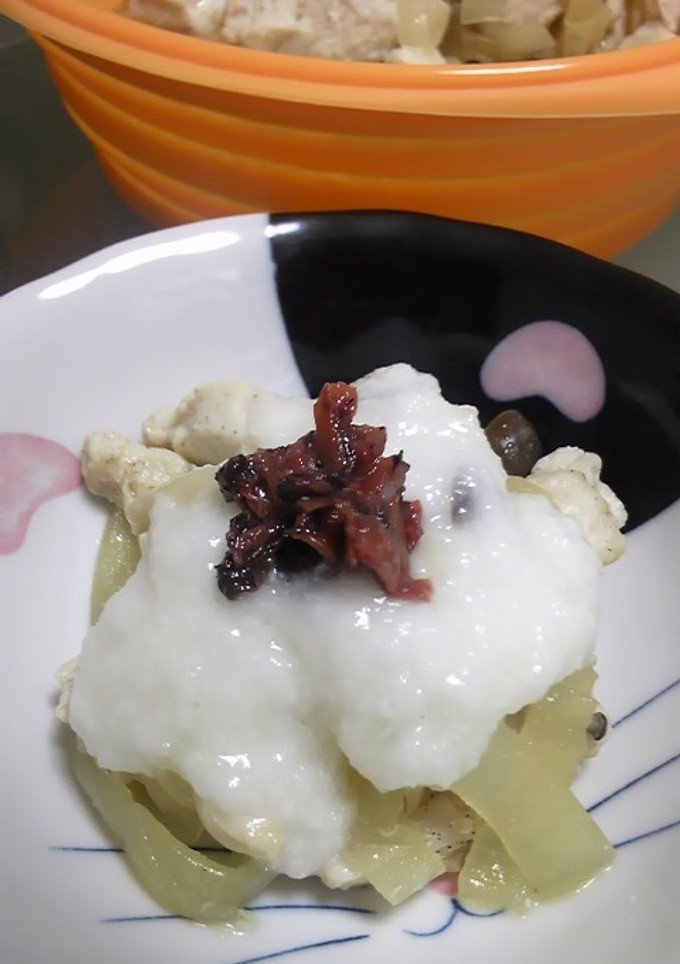 蒸し鶏の梅とろろ和え-レシピのメイン写真