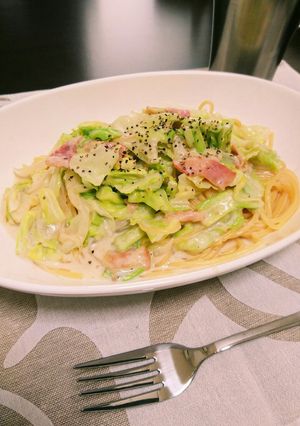 春キャベツと新玉ねぎのクリームパスタ-レシピのメイン写真