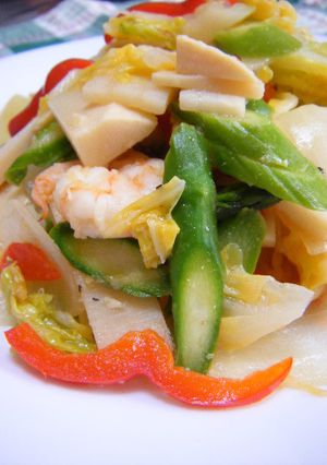 春野菜とエビの香り炒め-レシピのメイン写真