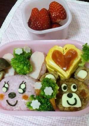 キャラ弁　森のうさぎとくまさん-レシピのメイン写真