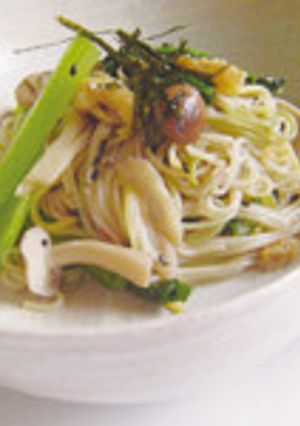 きのこと青菜と五色そうめんの炒め浸し-レシピのメイン写真
