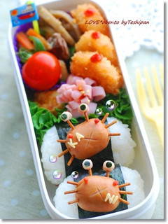 簡単かわいいカニさんウインナーキャラ弁-レシピのメイン写真