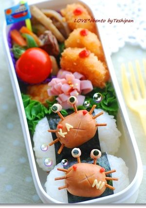 簡単かわいいカニさんウインナーキャラ弁-レシピのメイン写真