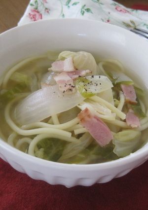 食べる新玉ねぎのパスタスープ-レシピのメイン写真