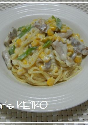チキンとコーンのクリームスパ-レシピのメイン写真