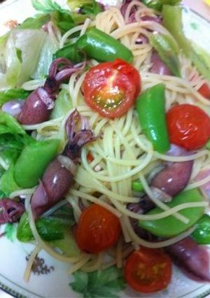 蛍イカとレタスのペペロンチーノ-レシピのメイン写真