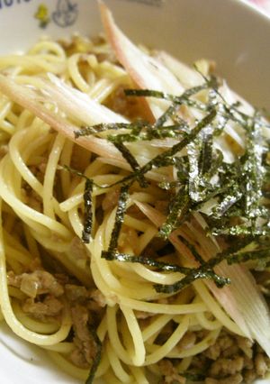 夏ﾗﾝﾁ♪牛挽き肉と茗荷の生姜和風パスタ-レシピのメイン写真