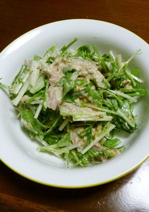 簡単一品☆水菜とツナのゴママヨサラダ-レシピのメイン写真