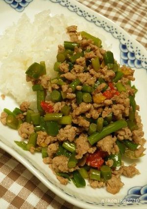 にんにくの芽とひき肉の炒めもの-レシピのメイン写真
