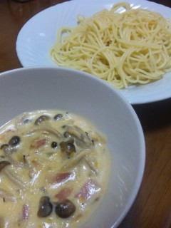 パスタでカルボナーラつけ麺-レシピのメイン写真