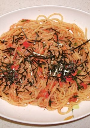 「明太子とニンニク花芽パスタ」-レシピのメイン写真