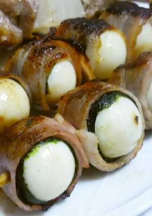 ビール多めに～うずら海苔しそベーコン-レシピのメイン写真