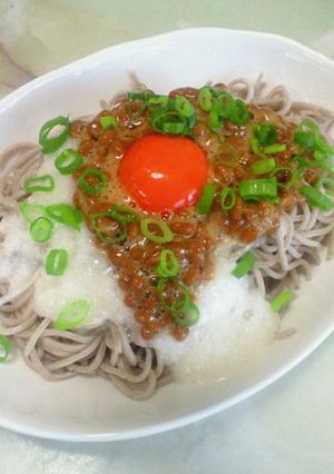 納豆とろろ（山芋）ネバネバぶっかけ蕎麦！-レシピのメイン写真