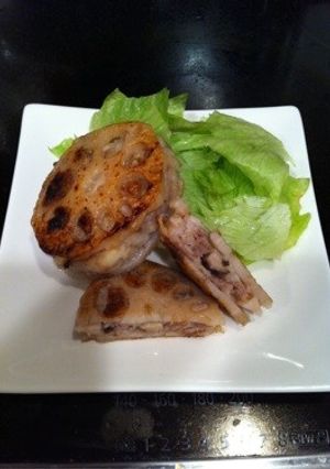 ハンペン＆挽肉の蓮根フワフワはさみ焼き-レシピのメイン写真