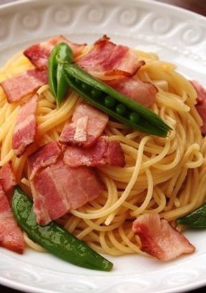 スナップエンドウとベーコンのパスタ-レシピのメイン写真