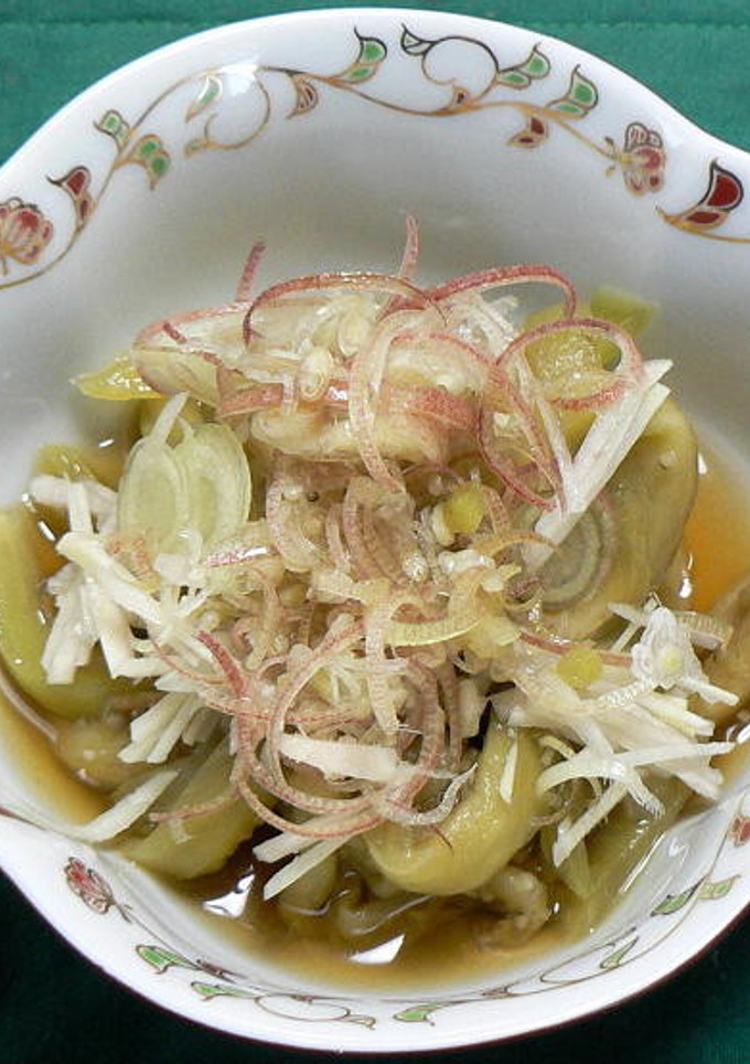 香味野菜を添えて、細切りナスのお浸し-レシピのメイン写真