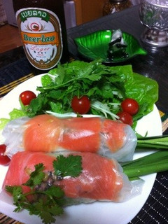 クリームチーズ&サーモン生春巻き-レシピのメイン写真