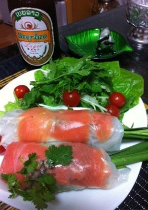 クリームチーズ&サーモン生春巻き-レシピのメイン写真