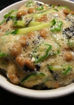オクラとキュウリのとろろ納豆ごはん-レシピのメイン写真