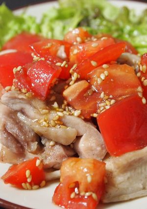 蒸し鶏のトマト甘酢だれ-レシピのメイン写真