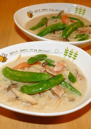 春のクリームスープ✿筍＆スナップエンドウ-レシピのメイン写真