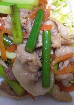 にんにくの芽と豚バラ肉の炒めのも-レシピのメイン写真