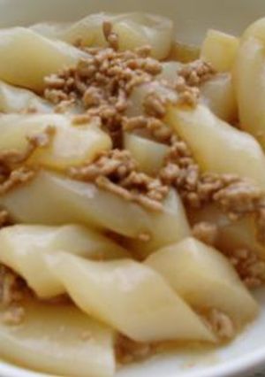 ひき肉と手綱こんにゃくの煮物-レシピのメイン写真