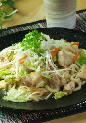 塩だれで作るボリュームホルモン焼きうどん-レシピのメイン写真