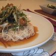 薬味たっぷり豚竜田と揚げナスのそうめん