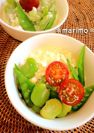 カフェ風☆絹さやと空豆のタルタル・サラダ-レシピのメイン写真