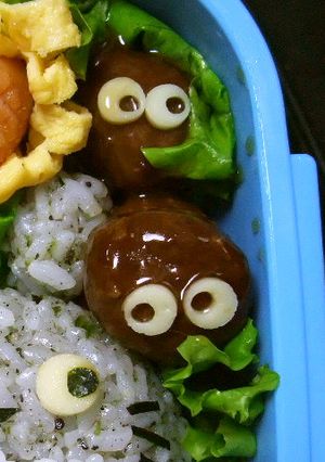 キャラ弁 ミートボールでまっくろくろすけ-レシピのメイン写真