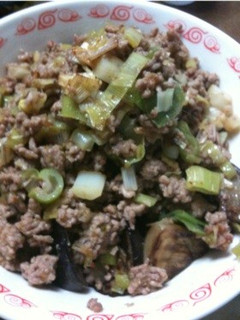 簡単!ナスに豚挽肉の焼肉のタレ炒めがけ-レシピのメイン写真