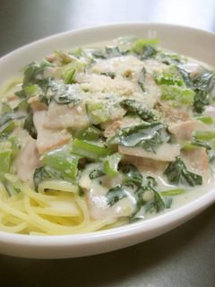 小松菜とベーコンのクリームパスタ-レシピのメイン写真