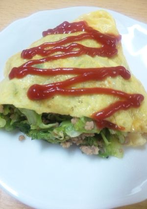 春キャベツと豚肉のコンソメ炒め玉子包み-レシピのメイン写真